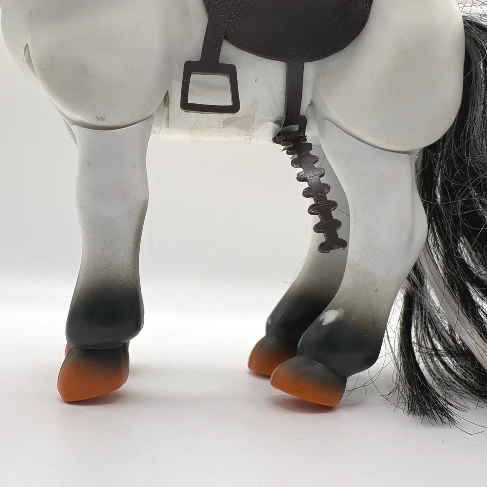 Vintage Kidkore Pony Horse Figure White Grey Black Articulated 2000 Toy 7 inch